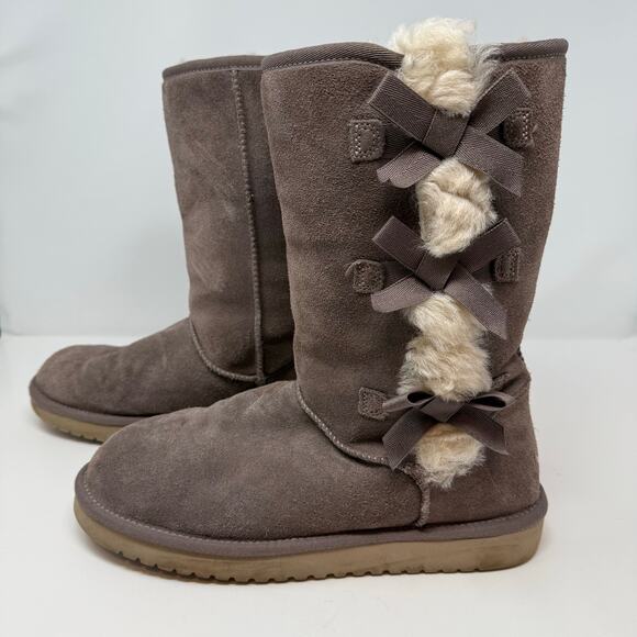 Koolaburra by Ugg Boots Women's 10 Brown Victoria Tall Boots Ribbon Bows EUC - Picture 4 of 11